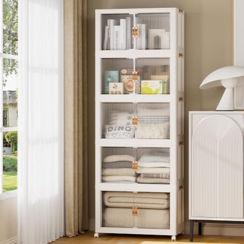 SAILUN Stackable Storage Bins with Lid, 232QT 5 Pack Beige by SAILUN