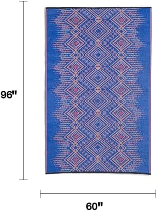 Fab Habitat Outdoor Rug - Waterproof, Fade Resistant, Crease-Free, Reversible - Premium Recycled Plastic - Boho Southwestern - Patio, Porch, Deck, Balcony - Jodhpur - Multi Blue - 5 x 8 ft - Image 2