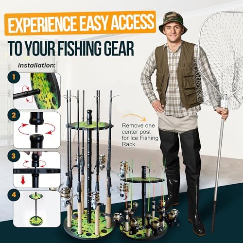 Rush Creek Creations 16-Rod Round Fishing Rod Holder, Engineered Wood - Image 6