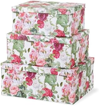 Soul & Lane - Rose Romance Decorative Storage Boxes with Lids, Set of 3 by SoulLane