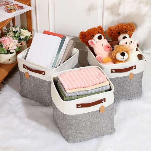 Uiifan 10 Pcs Collapsible Fabric Storage Baskets, 12 x 12 x 12 Inch, Gray - Image 5