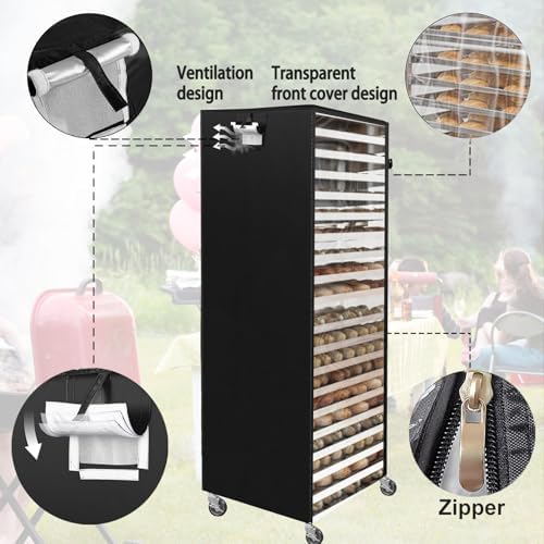 Commercial Bread Rack Cover Speed Rack Cover with Zipper, 20tier Sheet Pan Rack Cover Bun Pan Rack Cover with Vents ，23"X28"X64" Kitchen Brkery Rack Cover Waterproof - Image 3