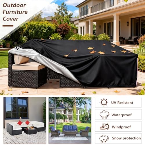 Waterproof Outdoor Patio Furniture Covers,111"L x 74"W x 28"H,Black - Image 4