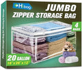 HIBAG 20 Gallon Large Storage Bag for Clothes, Zipper Clothing Storage Bag, Clear Organizer with Reinforced Handles, for Comforters Blankets Pillows Bedding (4 Pack) by HIBAG