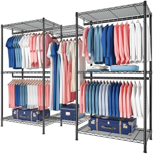 Raybee Clothes Rack,Clothing Racks for Hanging Clothes 900LBS Capacity Heavy Duty Portable Closet with 5 Hanger Rods & 8 Shelves for Walk-in Closet,Apartment by Raybee