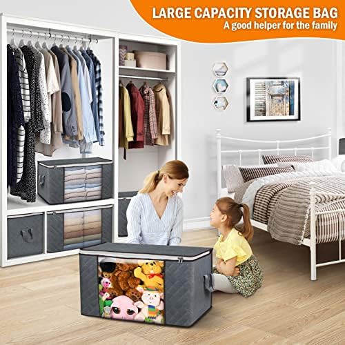 Budding Joy 6 Pack 90L Large Storage Bags and 6 Pack 40L Clear Zippered Storage Bags for Clothes - Image 3