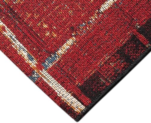 Liora Manne Marina Low Profile Durable Indoor/Outdoor Woven Rug- Tribal Stripe Red 1'11" x 7'6" - Image 6
