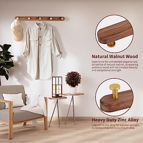 Wall Mounted Coat Rack, Metal Wood, with 5 Hooks - Image 4