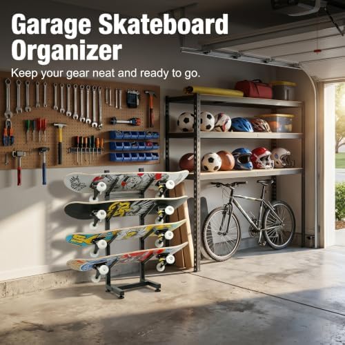 BiJun 4‑Tier Skateboard Racks Floor Stand, for Garage Bedroom Home Display - Image 3