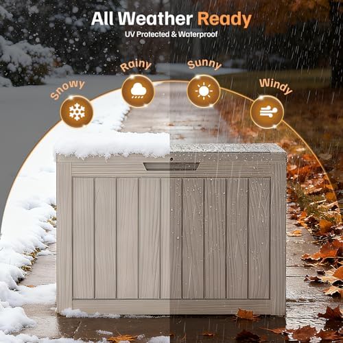 Mars Villa Deck Box, Outdoor Storage Box Waterproof, 45 Gallon, Grey - Image 5
