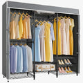 VIPEK V5C Medium Covered Clothes Rack Heavy Duty Portable Closet Wardrobe, Freestanding Black Clothing Rack with Grey Upgraded Polyester Cover, Adjustable Custom, 56.7" Lx15.7 Wx76.4 H by VIPEK