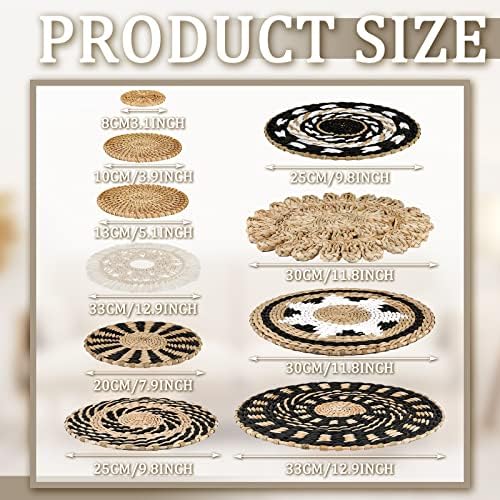 Tatuo 11 Pcs Boho Wall Basket Decor Woven Wall Hanging Art, Boho - Image 3