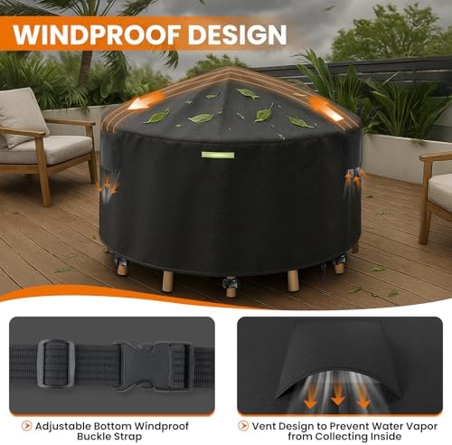 110 Inch Round Patio Furniture Covers with Support Pole - Image 6