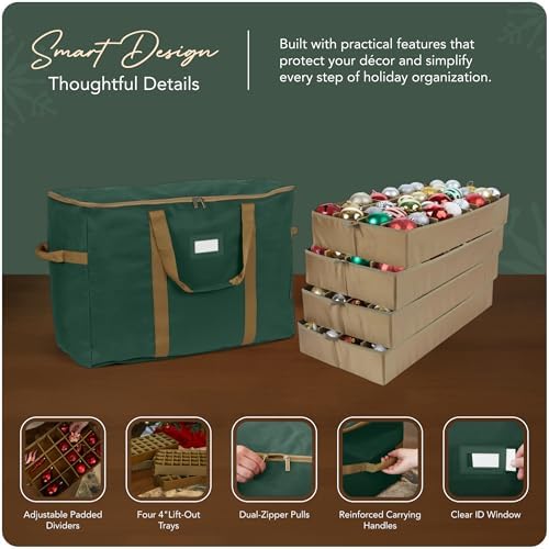 Covermates Adjustable Ornament Storage Bag, 25.5"W x 13"D x 18.5"H, Green - Image 4