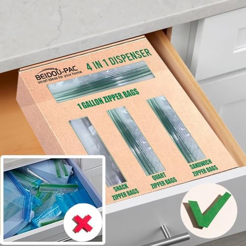 BEIDOU-PAC Combo Storage Zip Bags 350 Count, Resealable Variety Pack With Organizer, Reclosable Clear Plastic Snack, Sandwich, Quart, Gallon Assorted Size Bags - Image 3