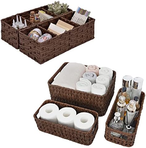 GRANNY SAYS Bundle of 3-Pack Wicker Baskets & 2-Pack Wicker Shelf Baskets by GRANNYSAYS