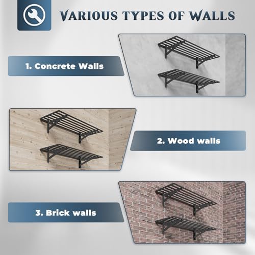 Jusgym 2 Pack Wall Mounted Garage Shelving with 8 Hooks, 1.5x4ft, 500lbs - Image 6