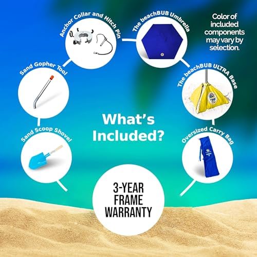 BEACHBUB ALL-IN-ONE BEACH UMBRELLA SYSTEM. Includes ULTRA Base (compliant with the ASTM F3681-24 Beach Umbrella Safety Standard). (Sun-kissed Yellow) - Image 4