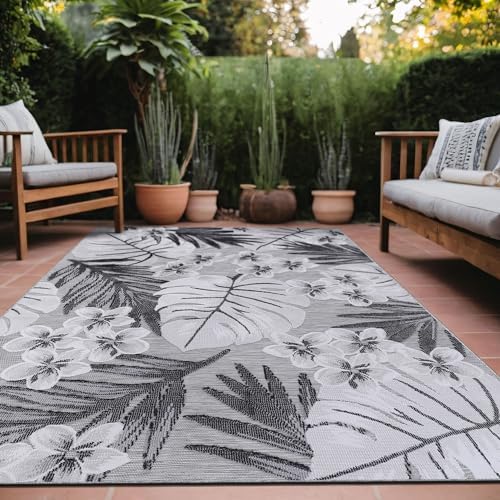 Luul Home Floral Indoor Outdoor Rugs 6x9 Large Area Rug for Living Room, Patio Decor, Kitchen, and Entryway Rug, Washable Stain Resistant Outside Carpet Gray 6 x 9 - Image 7