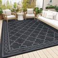 Reversible Mat 8x10 Plastic Straw Rug Outdoor Moroccan Trellis Area Rug Waterproof Patio Rug Outdoor Camping Rug for RV Porch Deck Camper Balcony Backyard Easy Cleaning Picnic Mat Black Grey by Unknown