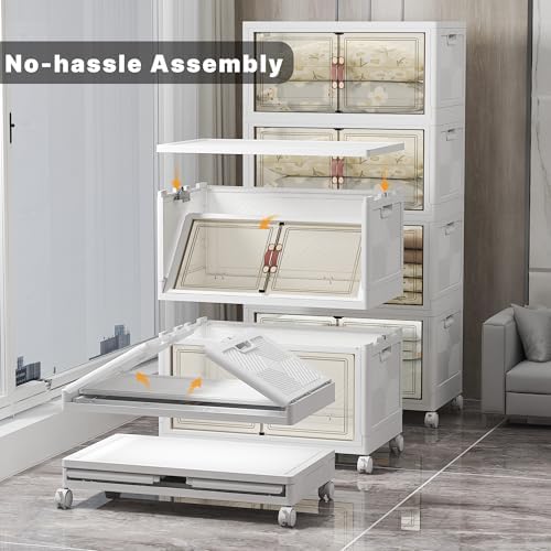 UAMFURI 700QT Stackable Storage Bins with Lids, Storage Cabinet with Wheels - Image 3
