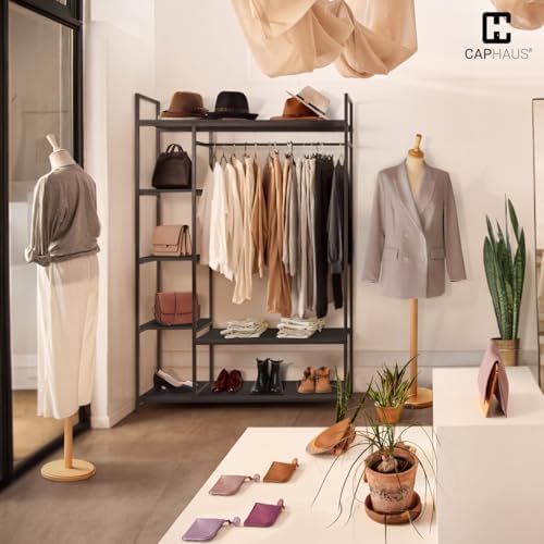 CAPHAUS 979lbs Capacity Heavy Duty Clothing Rack 48" W Metal Garment Rack with Drawers Hanging Rods and Wood Shelves Freestanding Closet Organizer, Black Board - Image 7