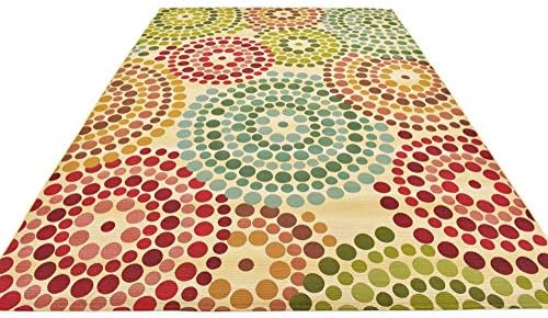 Unique Loom Outdoor Modern Collection Area Rug - Spark (8' x 11' 4" Rectangle, Beige/ Burgundy) - Image 4
