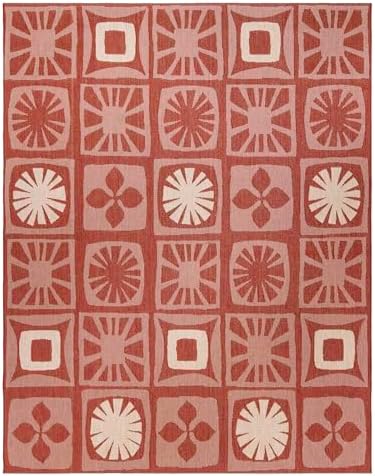 Gertmenian Indoor/Outdoor Kona Coast by Reyn Spooner Rug - 8x10 Large, Stain & UV Resistant, Ideal for Deck, Patio, Poolside Rooms - Hawaii Abstract Tile, Red, 46665 by Gertmenian