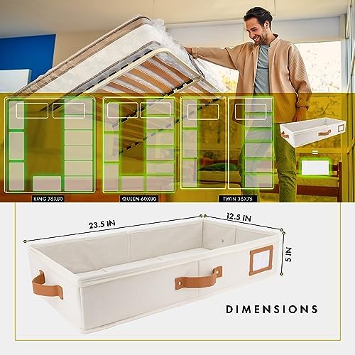 HOMELUX THEORY Under Bed Storage, Medium 2pc with Lid, Ivory - Image 2