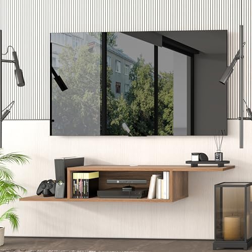 Atelier Mobili Floating TV Stand for Up to 65 Inch TVs – Wall Mounted Floating Shelf for Under TV, Entryway Organizer & Bedroom Vanity – Multi-Purpose Storage & Display Console (Walnut, 57INCH) - Image 3