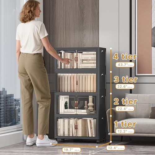 UAMFURI 208QT Stackable Storage Bins with Lids,Doors & Wheels - Image 2