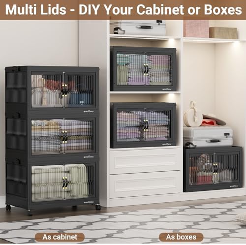 BROVIEW 360Qt Stackable Storage Bins with Lid for Home Dorm, 3Pack Black - Image 4