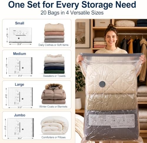 Large Vacuum Storage Bags, Airtight Space Saver with Pump, 20 Pack - Image 5