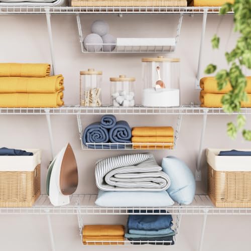 ClosetMaid Hideaway Hanging Wire Shelf for Closets, Pantries, Laundry Rooms, 6.89" H x 15.45" W x 7.78" D, White, 6-Pack - Image 3