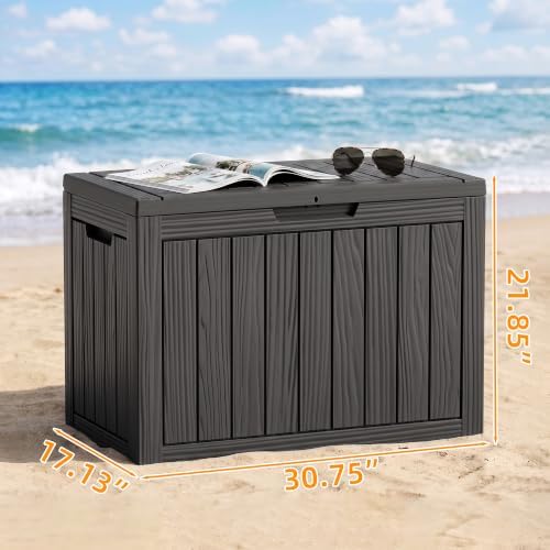 Vixzen Small Deck Boxes Outdoor Waterproof Storage, 55 Gallon, Black - Image 2