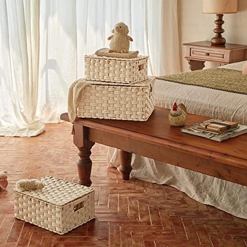 GRANNY SAYS Wicker Baskets with Lids, Woven Storage Basket with Lid - Image 3