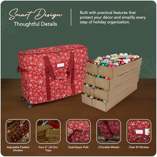 Covermates Rolling Adjustable Ornament Storage Bag, 25.5"W x 13"D x 18.5"H - Image 4