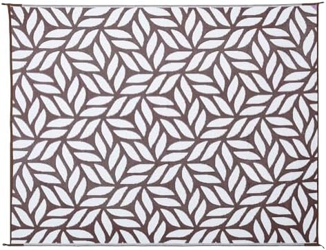 Stylish Camping 258107 8-feet by 10-feet Reversible Mat, Plastic Straw Rug, Large Floor Mat for Outdoors, RV, Patio, Backyard, Picnic, Beach, Camping - Leaf Mat (Brown/White) - Image 5