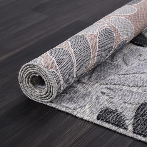 Luul Home Floral Indoor Outdoor Rugs 10x14 Large Area Rug for Living Room, Patio Decor, Kitchen, and Entryway Rug, Washable Stain Resistant Outside Carpet Gray 10 x 14 - Image 5