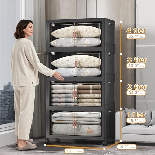UAMFURI Stackable Storage Bins, 700QT Collapsible Drawers with 1 Lid - Image 2