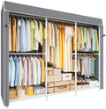 ULIFHOME E14C Pro Heavy Duty Closet Organizer System，Freestanding Clothing Racks for Hanging Clothes，Adjustable Garment Rack 69" W × 16" D × 77" H Hold 960 lbs，White Rack with Grey Dustproof Cover by UlifHome