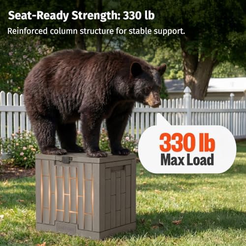 EAST OAK Outdoor Storage Box, 31 Gallon Deck Box, Waterproof Resin Storage Bin for Patio Cushions, Gardening Tools, Accessories, Lockable, UV Resistant, Brown - Image 4