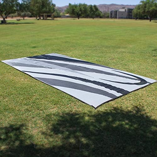 Stylish Camping GA1 Reversible Graphic Patio Mat-8' x 12', Black/Silver - Image 2