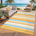 Garvee Modern Geometric 9x12 Outdoor Rug Colorful Lines Yellow Blue Rugs by Garvee