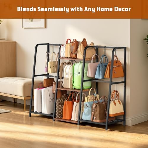 Extra Wide Purse Organizer Rack for Closet, 3-Tier Handbag Storage Stand - Image 6