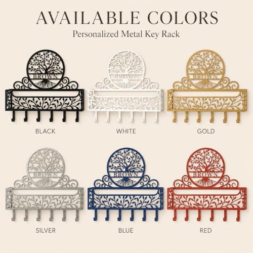 Personalized Metal Tree of Life Family Name Key and Mail Holder, Wall Mount Entryway Organizer with Hooks, Custom Key Rack for Kitchen, Bathroom, and Home Storage - Image 6