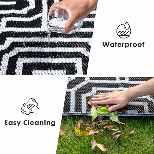 Plastic Straw Rug, Waterproof Outdoor Rug, Reversible Plastic Camping RV Rug, Large Floor Mat and Area Rug for Camping, Patio, Backyard, Deck, Picnic, Beach (P, 9 * 12) - Image 4