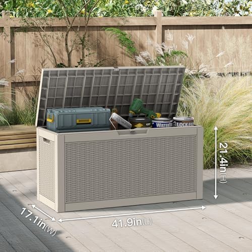 Mars Villa Deck Box, Outdoor Storage Box Waterproof, 60 Gallon, Grey - Image 2