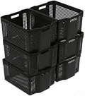 Large Stackable Woven Plastic Basket, 6-Pack Storage Bins by Buyitt