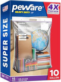 Heavy Duty 10 Gallon Large Storage Bags, 6 Mil Handle Big Zip Seal Lock Bag by Peware